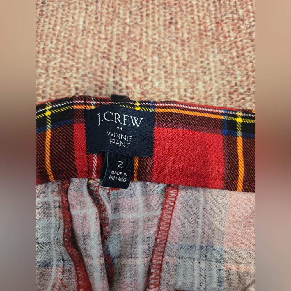 J Crew Factory Winnie Red Tartan Plaid Pants Stretch Preppy Pants - Picture 6 of 10